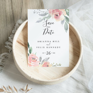 Elegant Pink Blush Floral Save the Date Briefkaart