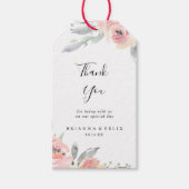 Elegant Pink Blush Floral Weddenschap Hartelijk da Cadeaulabel (Voorkant)