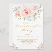 Elegant Pink Blush Gold Floral Bachelorette Party Kaart (Voorkant)