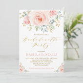 Elegant Pink Blush Gold Floral Bachelorette Party Kaart (Staand voorkant)