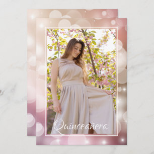 Elegant Pink Blush Quinceañera Foto van Birthday Kaart