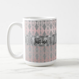 Elegant Pink Blush Silver Harlequin Koffiemok