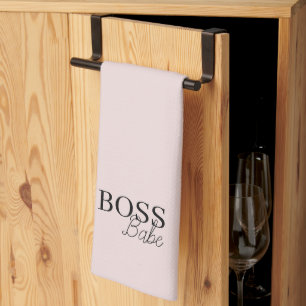Élégant Pink Boss Babe Serviette de cuisine