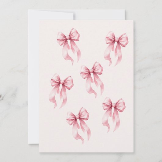 Elegant Pink Bow 11th Birthday Invitation (Dos)