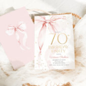 Elegant Pink Bow 70th Birthday Invitation