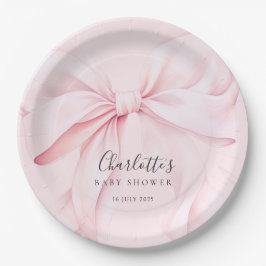  Elegant Pink Bow Baby Bridal Shower Papieren Bordje
