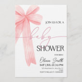 Elegant Pink Bow Baby Shower Invitation (Devant)