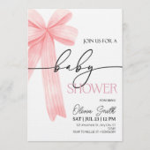 Elegant Pink Bow Baby Shower Invitation (Devant)