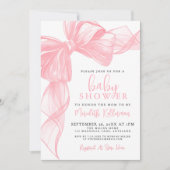 Elegant Pink Bow Baby Shower Kaart (Voorkant)