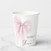 Elegant Pink Bow Baby Shower Papieren Bekers (Achterkant)