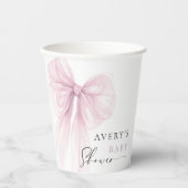 Elegant Pink Bow Baby Shower Papieren Bekers (Voorkant)