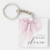 Elegant Pink Bow Baby Shower Sleutelhanger (voorkant)