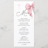 Elegant Pink Bow Baptism Menu (Voorkant)