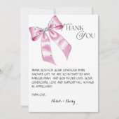 Elegant Pink Bow Coquette baby shower bedankt Kaart (Voorkant)