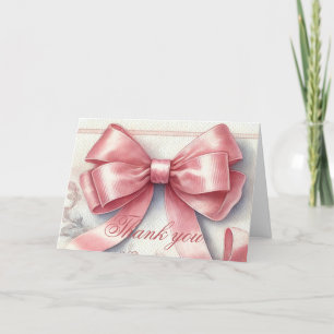 Elegant Pink Bow Coquette Baby shower Dank u Bedankkaart