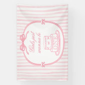 Elegant Pink Bow Coquette Girl 1st Birthday Spandoek (Verticaal)
