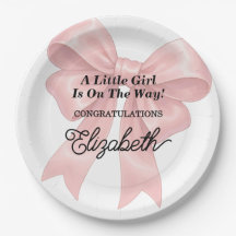 Elegant Pink Bow Girl Baby Shower
