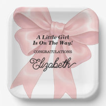Elegant Pink Bow Girl Baby Shower