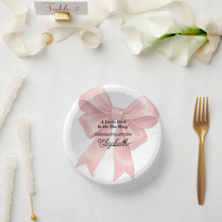 Elegant Pink Bow Girl Baby Shower Papieren Kommen