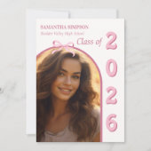 Elegant Pink Bow Graduation Invitation (Devant)