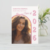 Elegant Pink Bow Graduation Invitation (Debout devant)