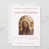Elegant Pink Bow Graduation Invitation (Dos)