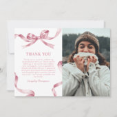 Elegant Pink Bow Graduation Photo Bedankkaart (Voorkant)