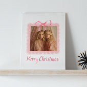 Elegant Pink Bow Merry Christmas Custom Canvas