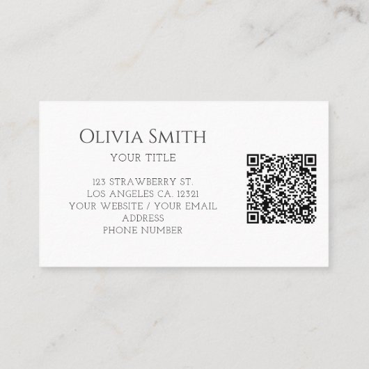 Elegant Pink Bow QR Code Visitekaartje (Achterkant)