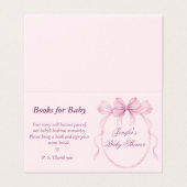 Elegant Pink Bow Theme Books for Baby Card (Outside Unfolded)
