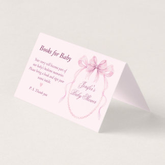 Elegant Pink Bow Theme Books for Baby Card Kaart