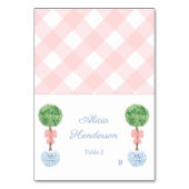 Elegant Pink Bow Topiary Individual Place Card Kaart (Voorkant)