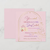 Elegant Pink Bridal Shower Invitation | Modern Gol (Devant / Derrière)