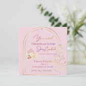 Elegant Pink Bridal Shower Invitation | Modern Gol (Debout devant)