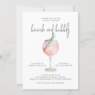 Elegant Pink Brunch & Bubble Vrijgezellenfeest Inv Kaart