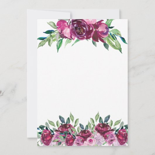 Elegant Pink Burgundy Floral Script Weduwschap Kaart (Achterkant)