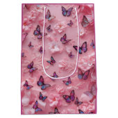 Elegant Pink Butterfly Floral Gift Bag Medium Cadeauzakje (Achterkant)