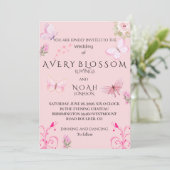 Elegant Pink Butterfly Wedding Invitation | Edit (Debout devant)