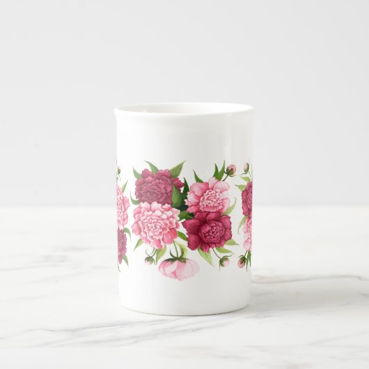 Elegant Pink Camellias Bone China Mok (Voorkant)