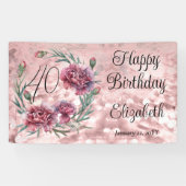 Elegant Pink Carnations 40th Birthday Party  Spandoek (Horizontaal)
