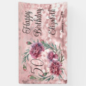 Elegant Pink Carnations 50th Birthday Party  Spandoek (Verticaal)
