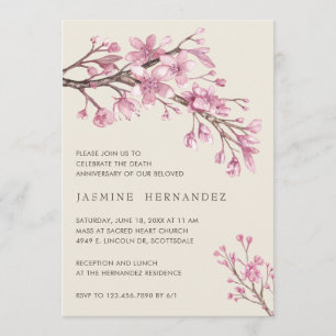 Elegant Pink Cherry Blossom Death Jubileum Kaart