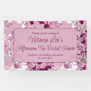 Elegant Pink Cherry Blossom Vrijgezellenfeest Spandoek