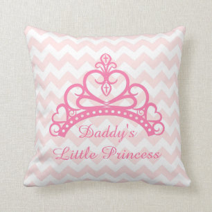 Elegant Pink Chevron, papa Little Princess, Tiara Kussen