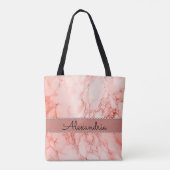 Elegant Pink Coral Marble Canvas tas (Achterkant)
