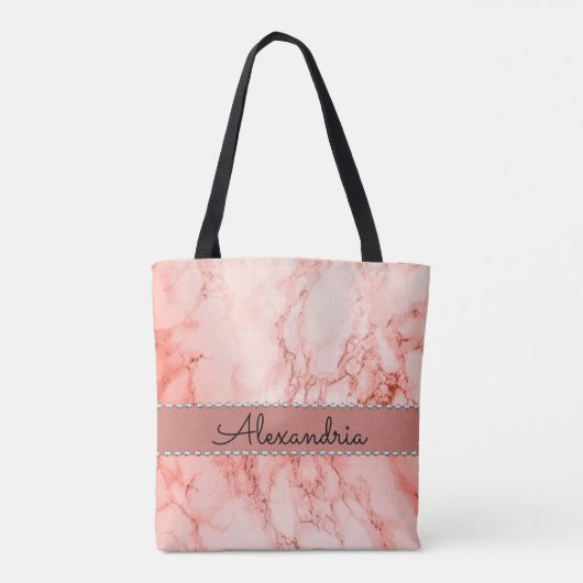 Elegant Pink Coral Marble Canvas tas (Achterkant)