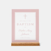 Elegant Pink Cross Girl Baptism Welcome (Recto)