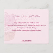 Elegant Pink Cupcake Cake Care Instructions Bedankkaart (Voorkant)