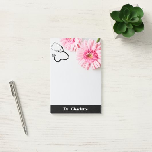 Elegant Pink Daisy Doctor stethoscoop Post-it® Notes (Kantoor)