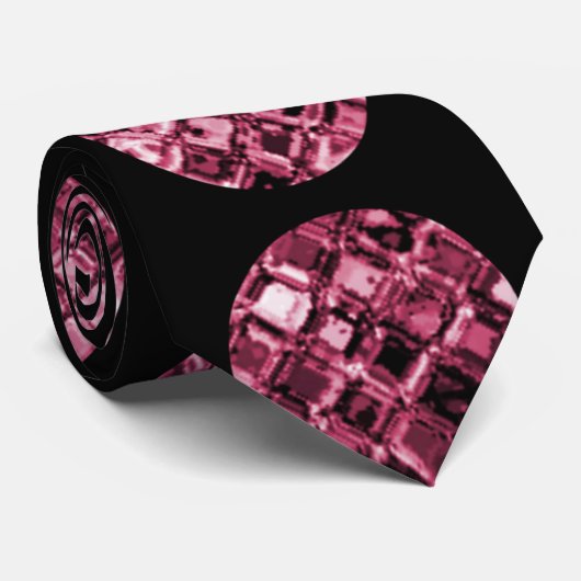 Elegant Pink Diamond Gem Pattern Stropdas (Opgerold)